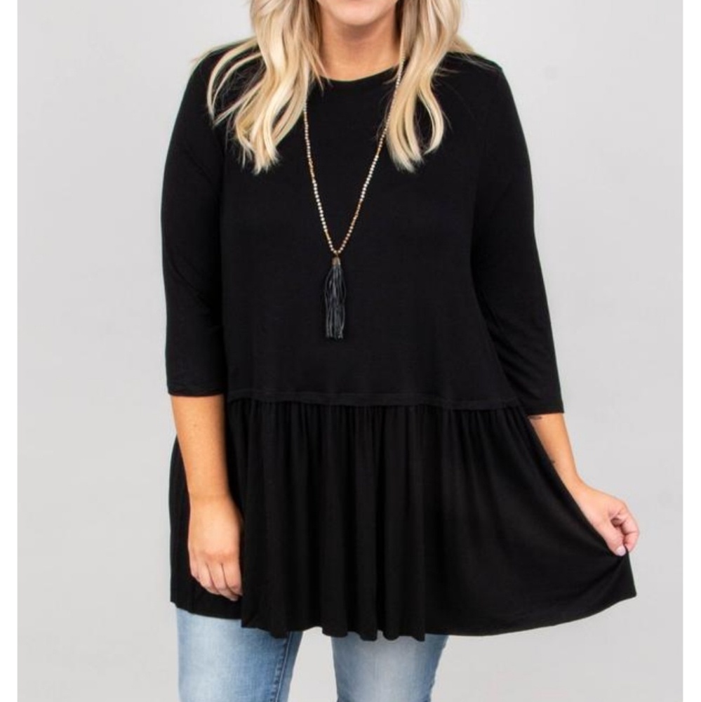 Plus Size Black Ruffled Tunic - Picture 2 of 2